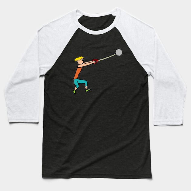 Hammer Throw Baseball T-Shirt by Mark Ewbie